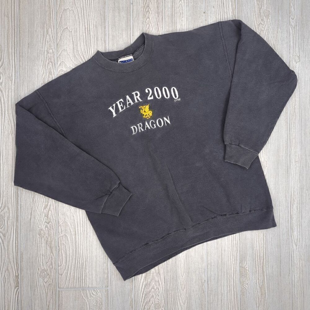 Vintage Hanes Men's XL Black Year of the Dragon Chinese New Year Sweatshirt